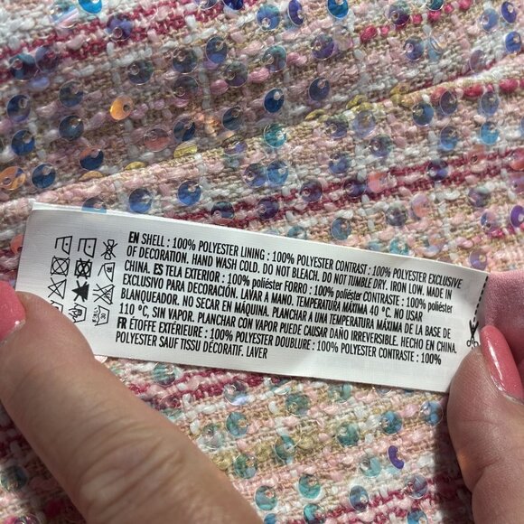 Endless Rose Pink Tweed Mini Dress With Sequins & Buttons Size M Sleeveless - Picture 14 of 16